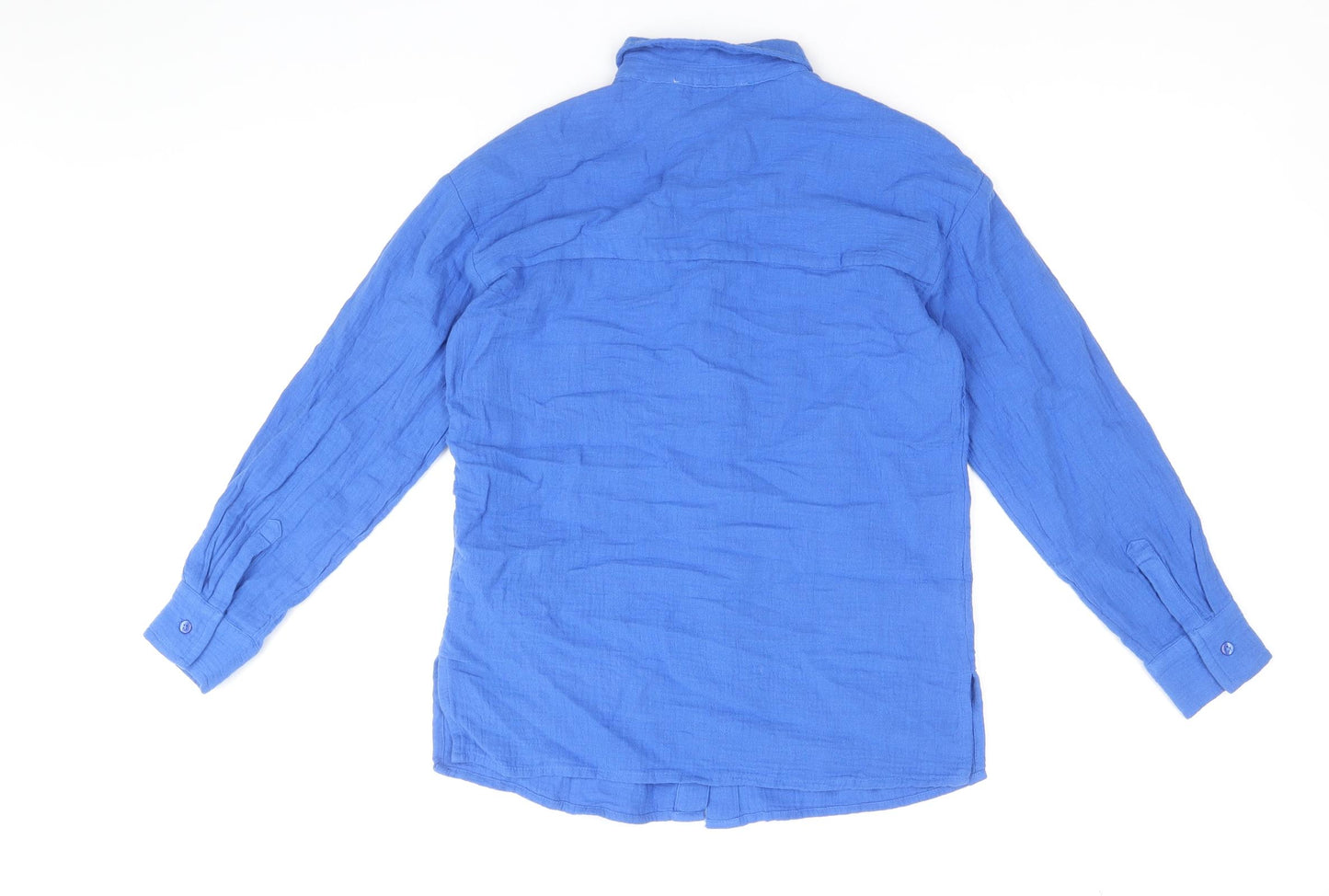Marks and Spencer Boys Blue 100% Cotton Basic Button-Up Size 8-9 Years Collared Button