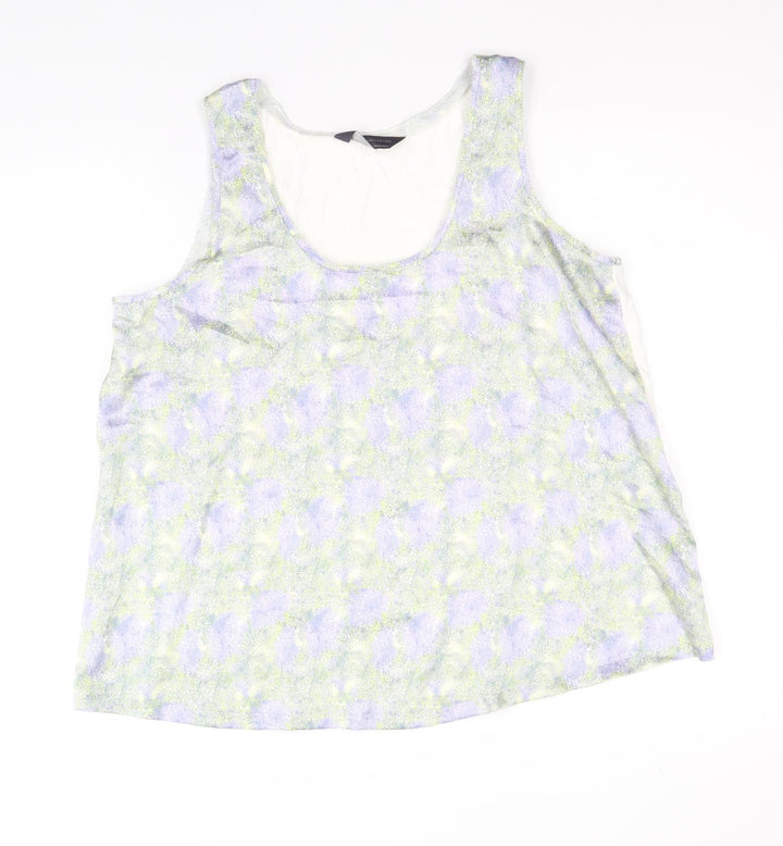 Marks and Spencer Womens Multicoloured Geometric Polyethylene Basic Tank Size 10 Round Neck
