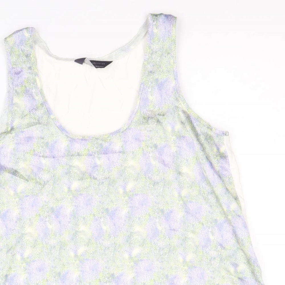 Marks and Spencer Womens Multicoloured Geometric Polyethylene Basic Tank Size 10 Round Neck