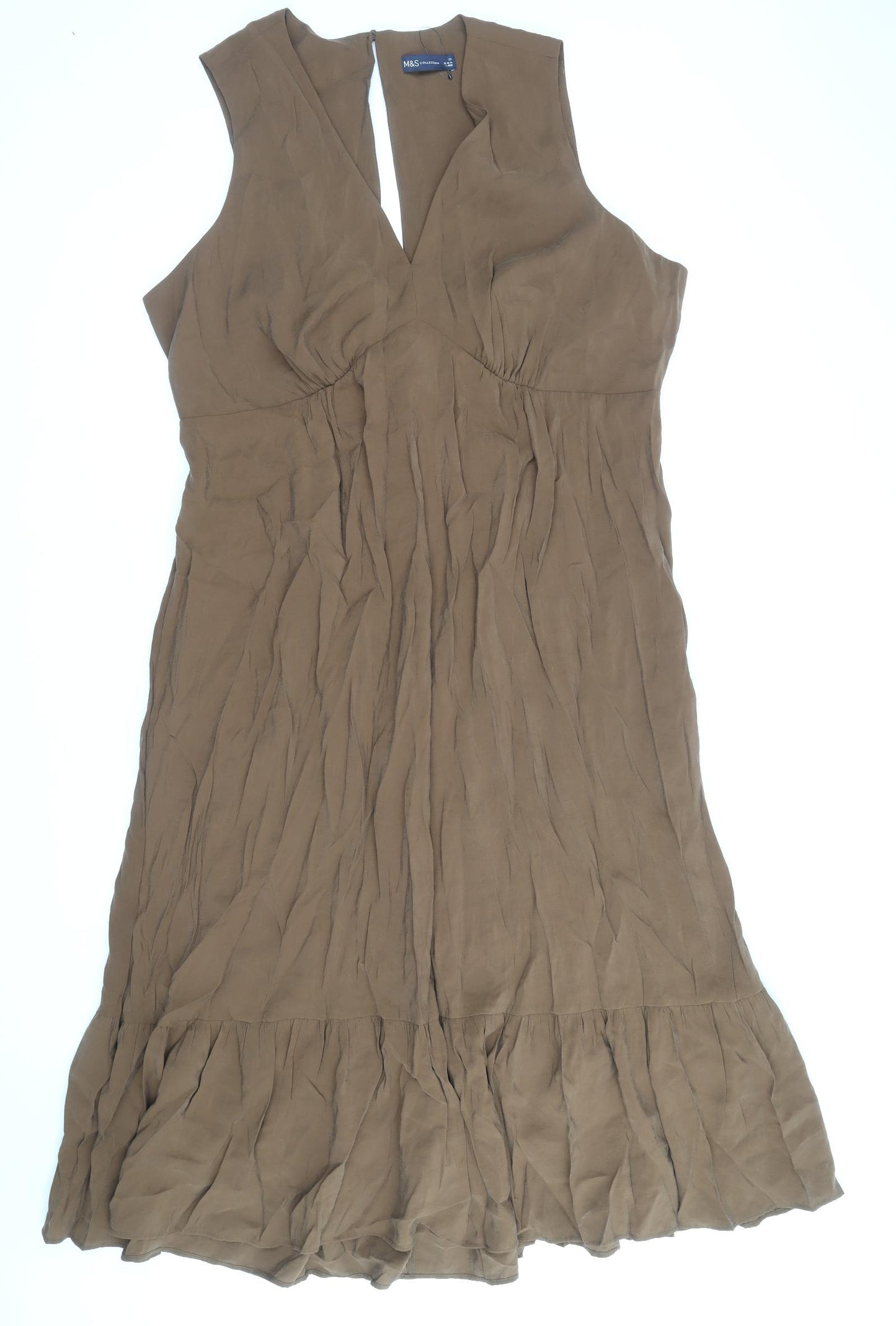 Marks and Spencer Womens Brown Modal A-Line Size 22 V-Neck Button - Cut Out Tie Back Detail