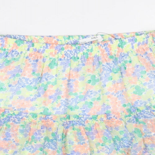 Marks and Spencer Girls Multicoloured Geometric Polyester Flare Skirt Size 13-14 Years Regular Pull On