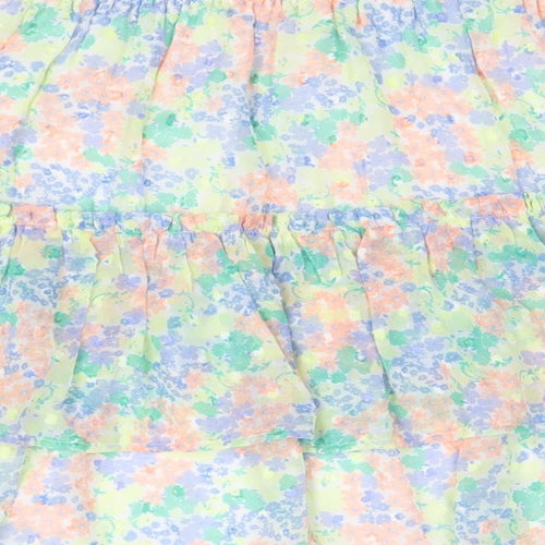 Marks and Spencer Girls Multicoloured Geometric Polyester Flare Skirt Size 13-14 Years Regular Pull On