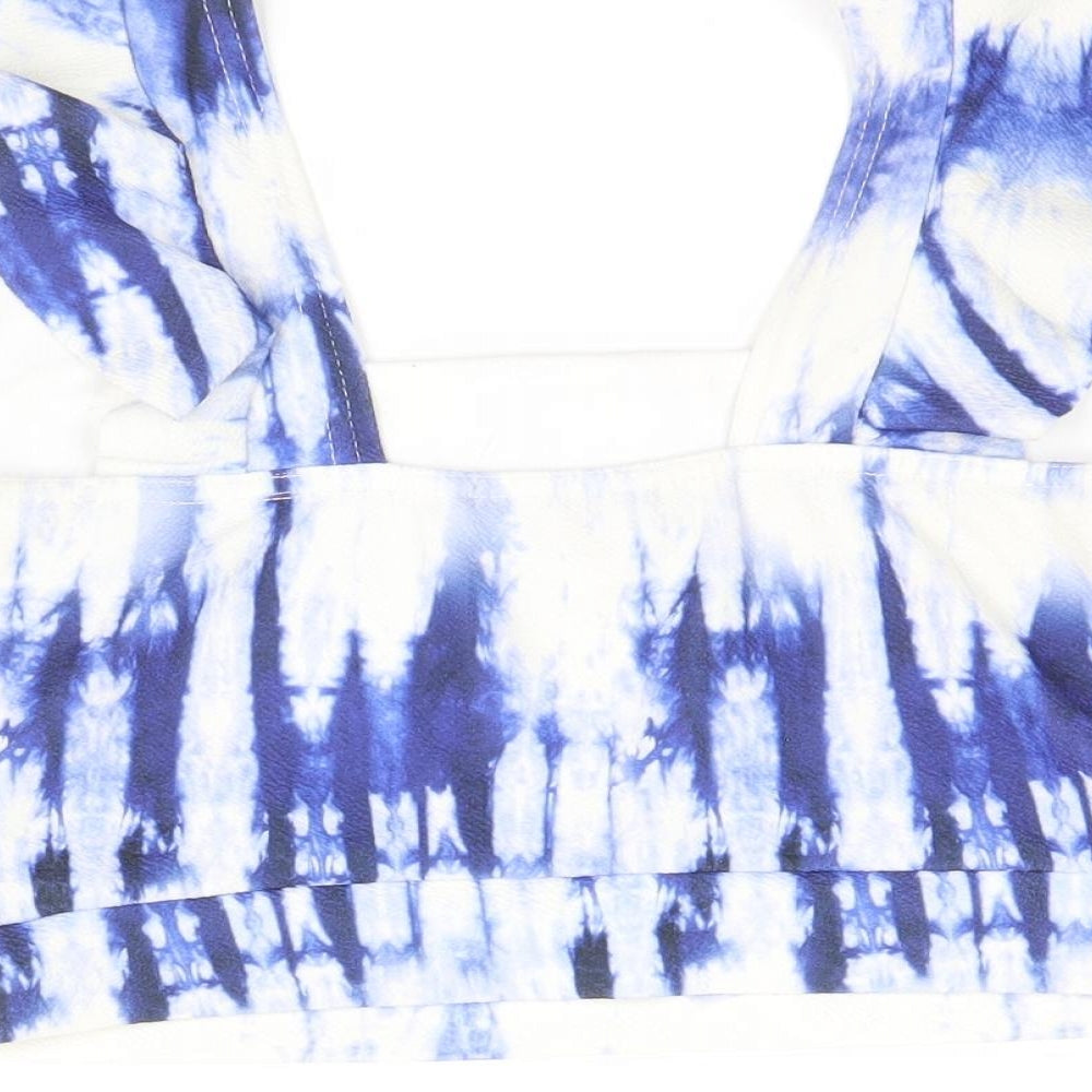 Quiz Womens Blue Geometric Polyester Cropped Tank Size 12 Square Neck - Tie Dye