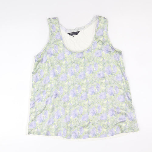Marks and Spencer Womens Multicoloured Geometric Polyester Basic Tank Size 8 Round Neck