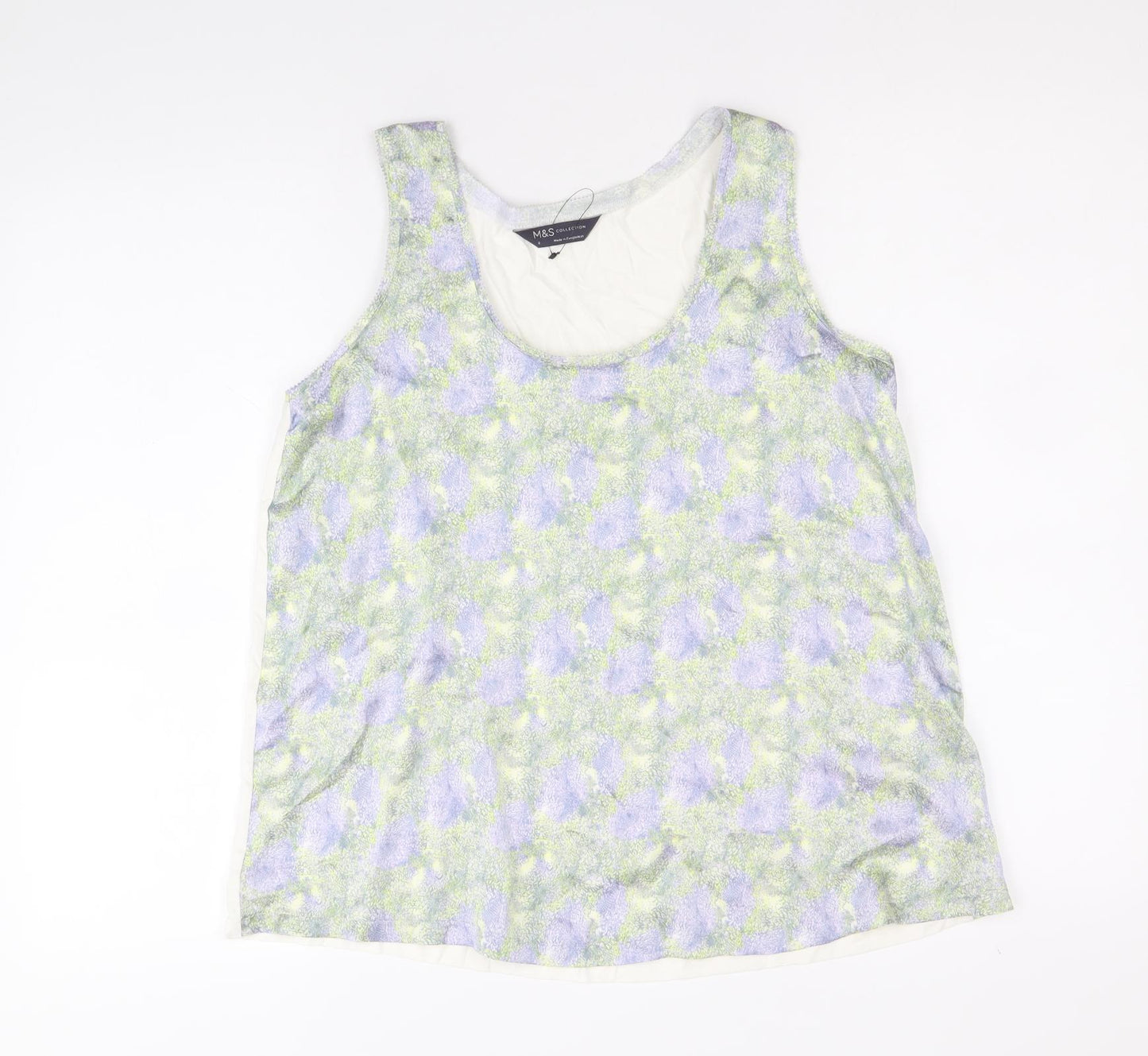 Marks and Spencer Womens Multicoloured Geometric Polyester Basic Tank Size 8 Round Neck