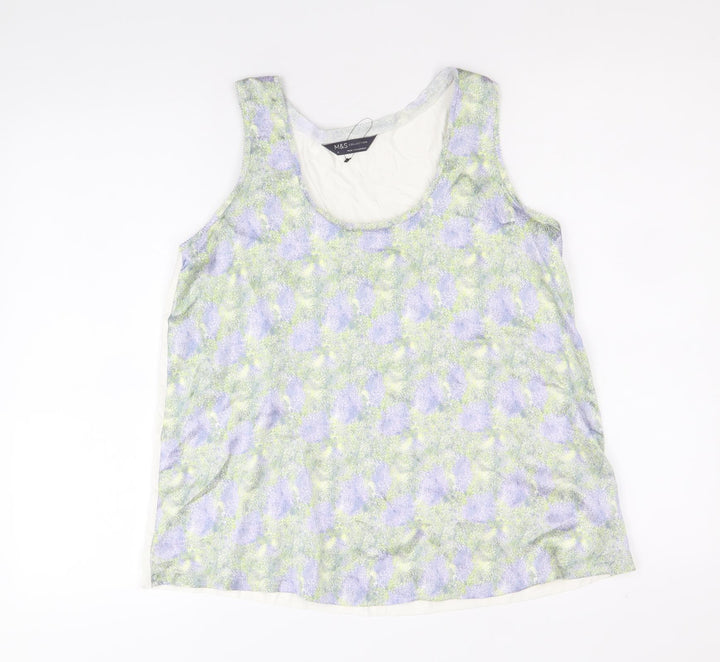 Marks and Spencer Womens Multicoloured Geometric Polyester Basic Tank Size 8 Round Neck