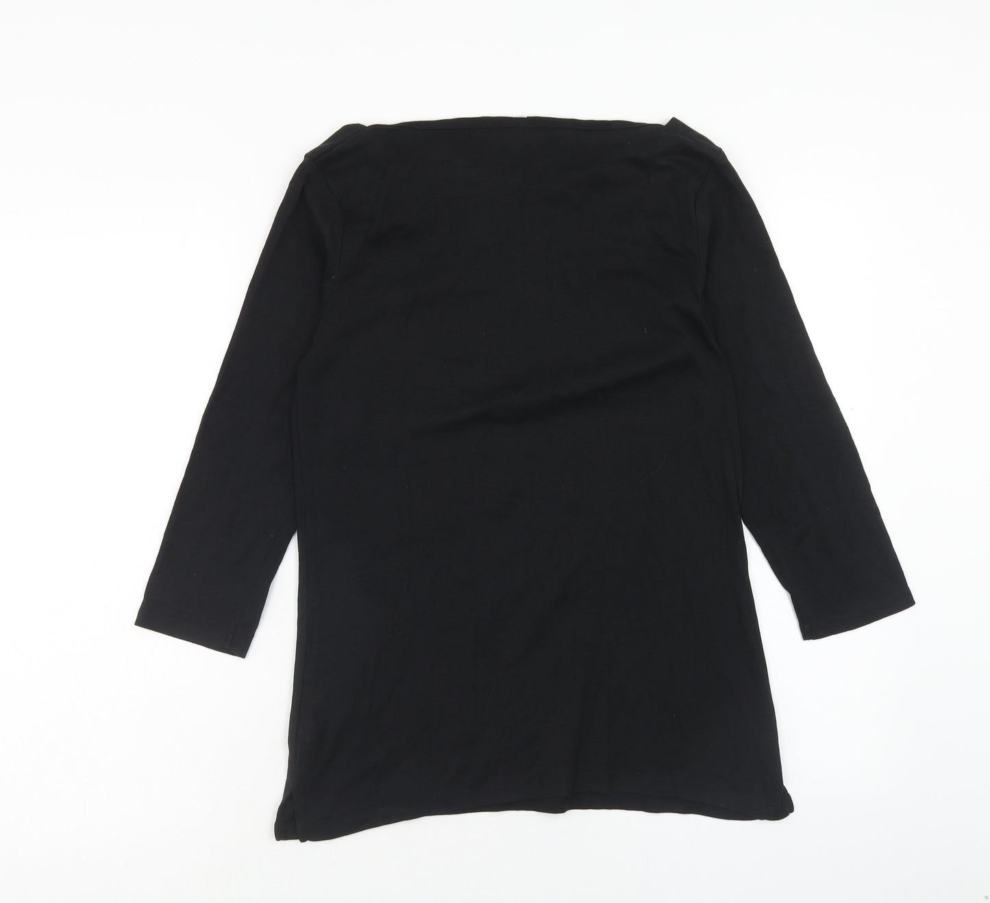 F&F Womens Black Cotton Basic T-Shirt Size 16 Boat Neck