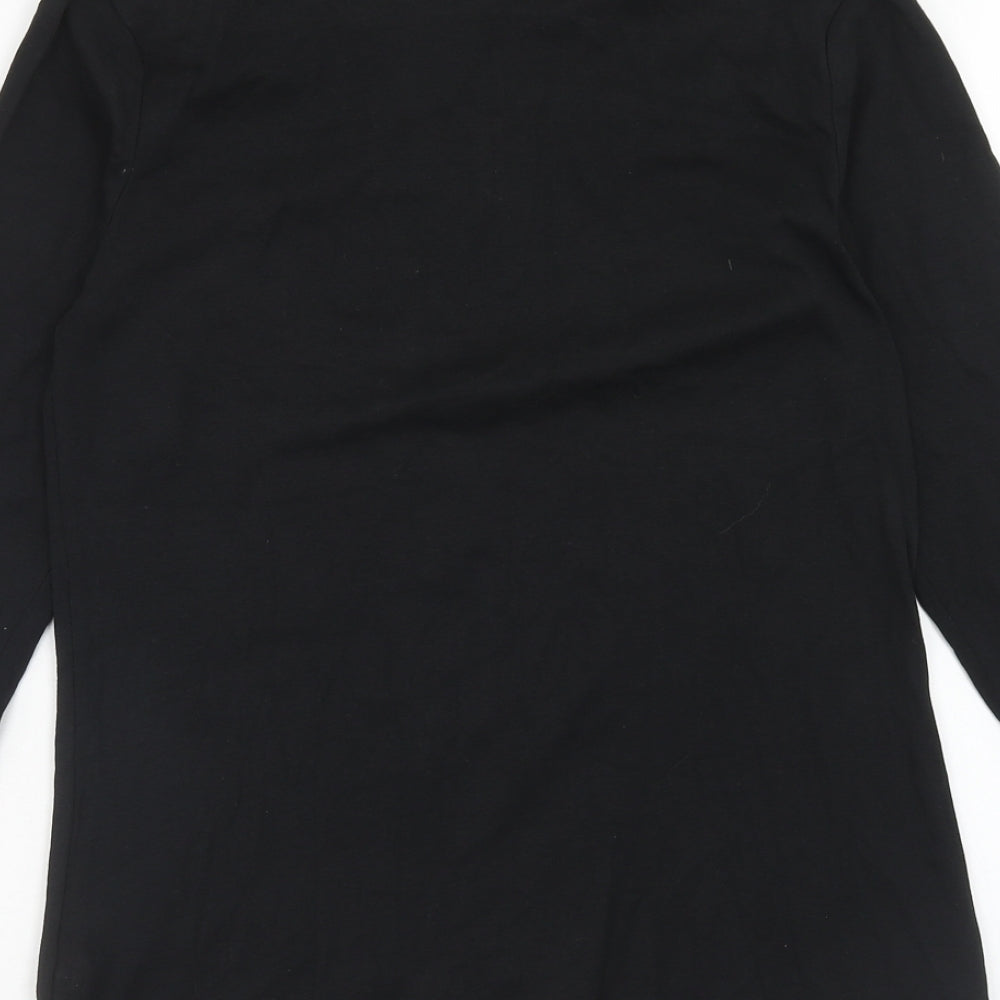 F&F Womens Black Cotton Basic T-Shirt Size 16 Boat Neck