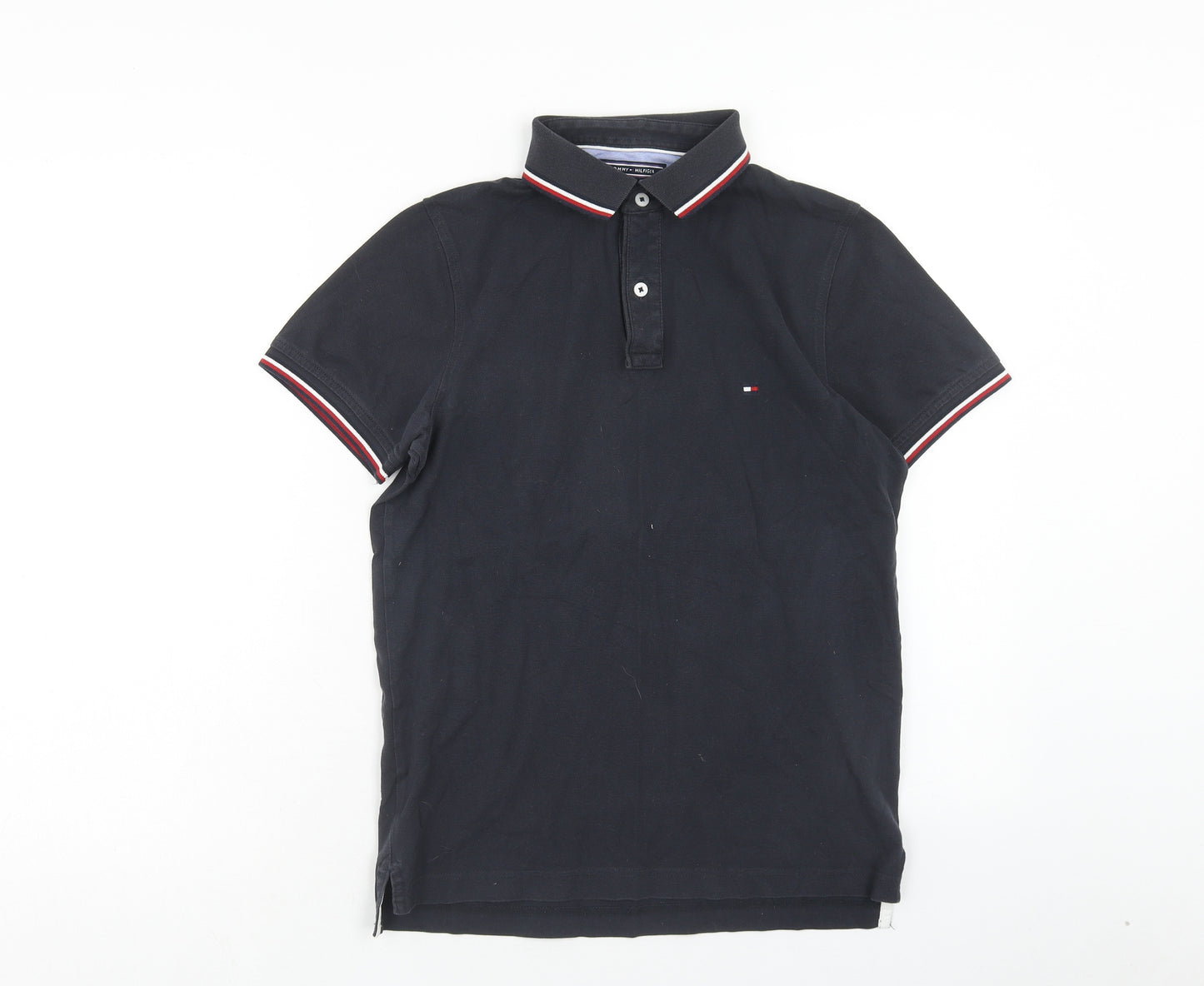 Tommy Hilfiger Mens Blue Cotton Polo Size S Collared Button