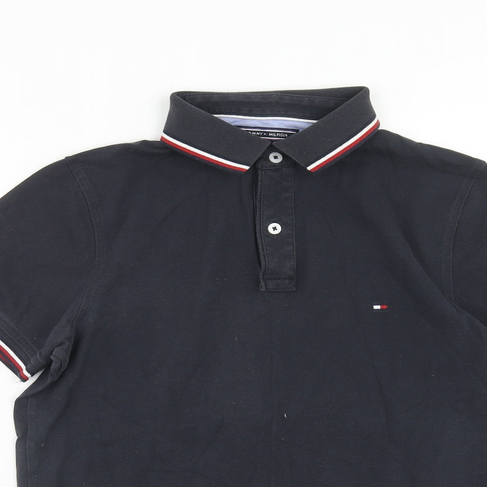Tommy Hilfiger Mens Blue Cotton Polo Size S Collared Button