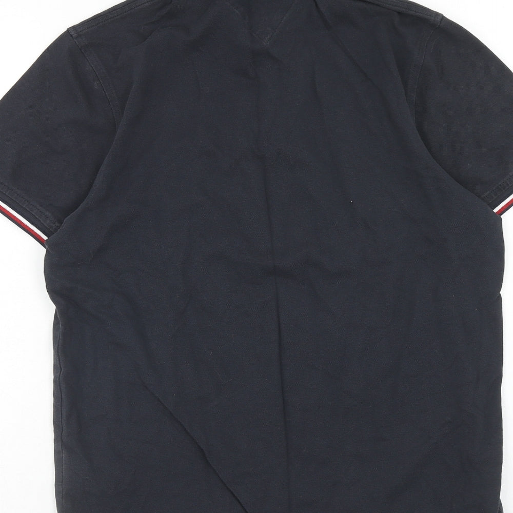 Tommy Hilfiger Mens Blue Cotton Polo Size S Collared Button