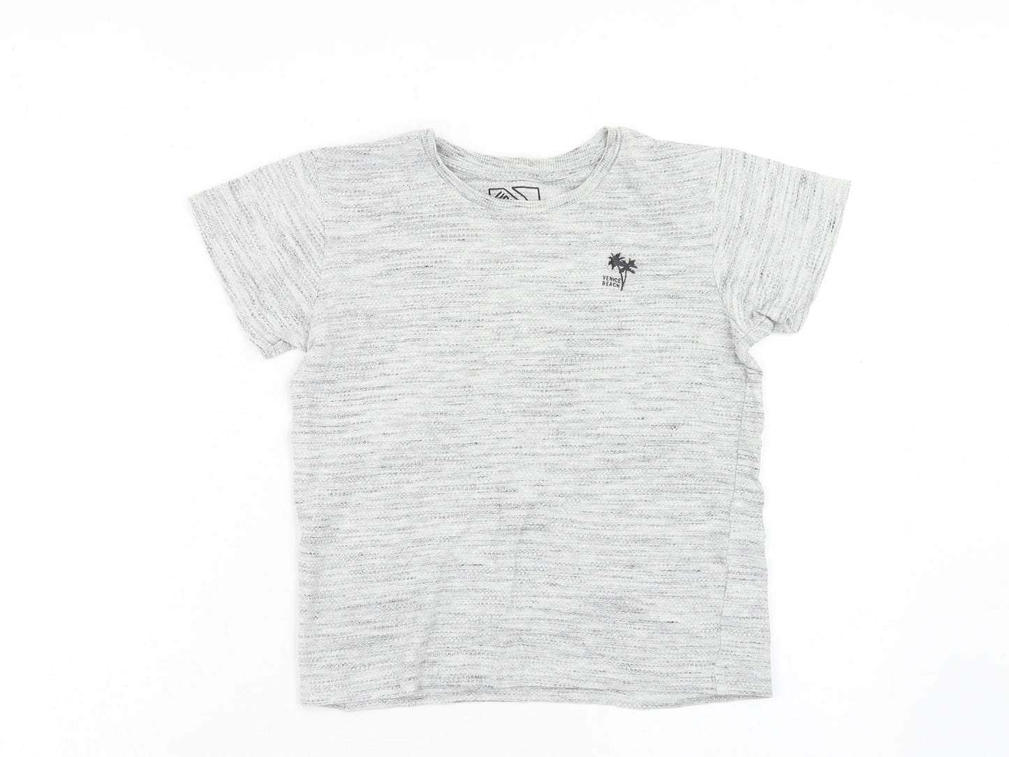 Matalan Boys Grey Cotton Basic T-Shirt Size 9 Years Round Neck Pullover