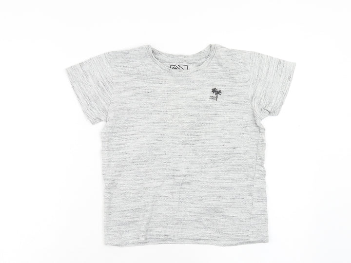 Matalan Boys Grey Cotton Basic T-Shirt Size 9 Years Round Neck Pullover