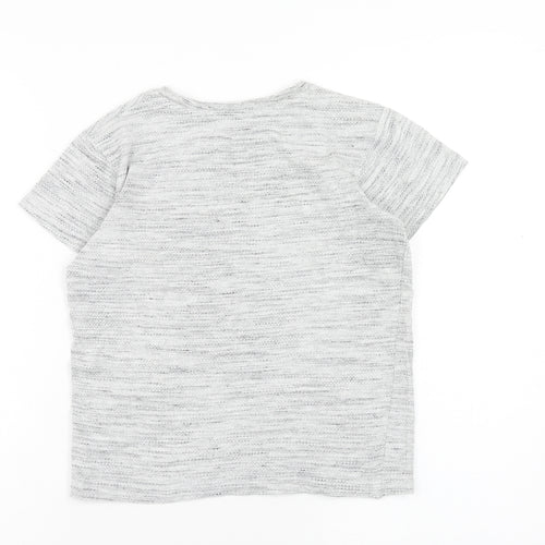Matalan Boys Grey Cotton Basic T-Shirt Size 9 Years Round Neck Pullover