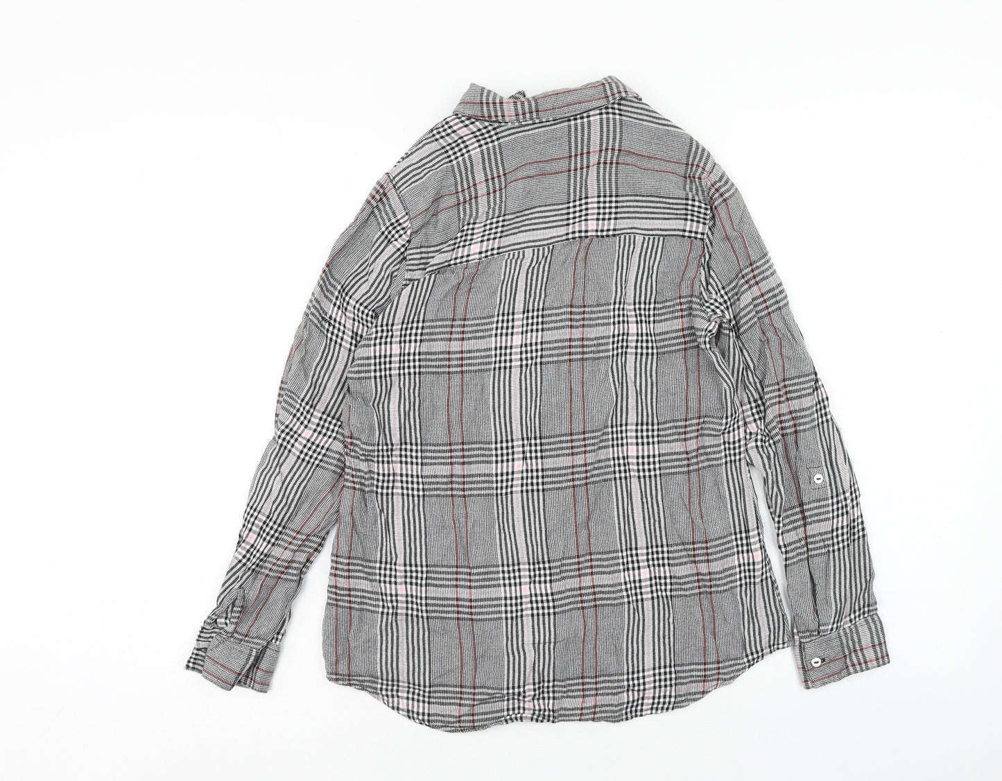 Dorothy Perkins Womens Grey Plaid Viscose Basic Button-Up Size 8 Collared