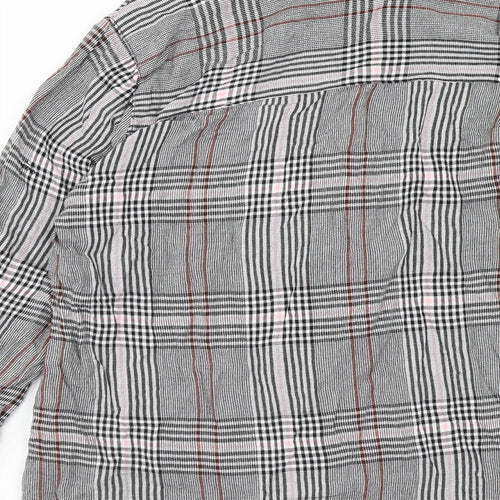 Dorothy Perkins Womens Grey Plaid Viscose Basic Button-Up Size 8 Collared