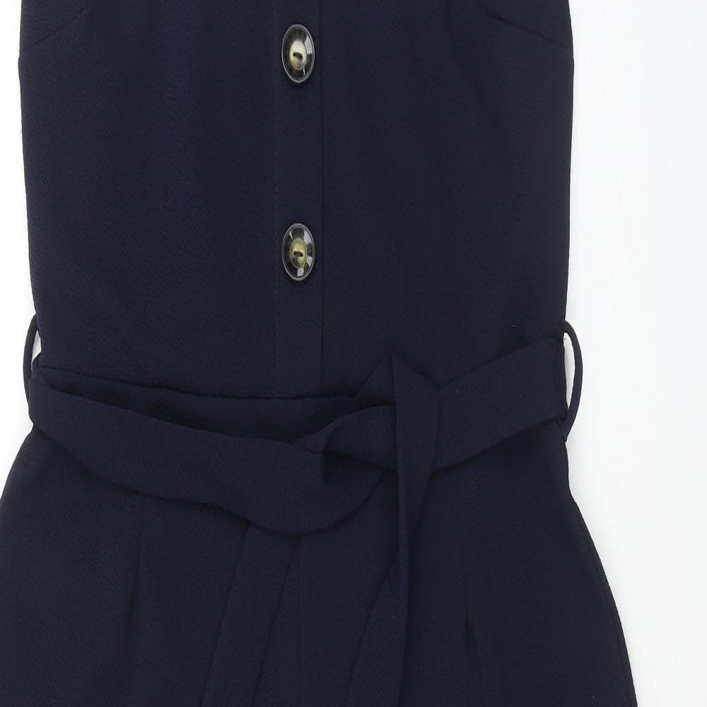 Preworn Womens Blue Polyester Coverall One-Piece Size 16 Pullover