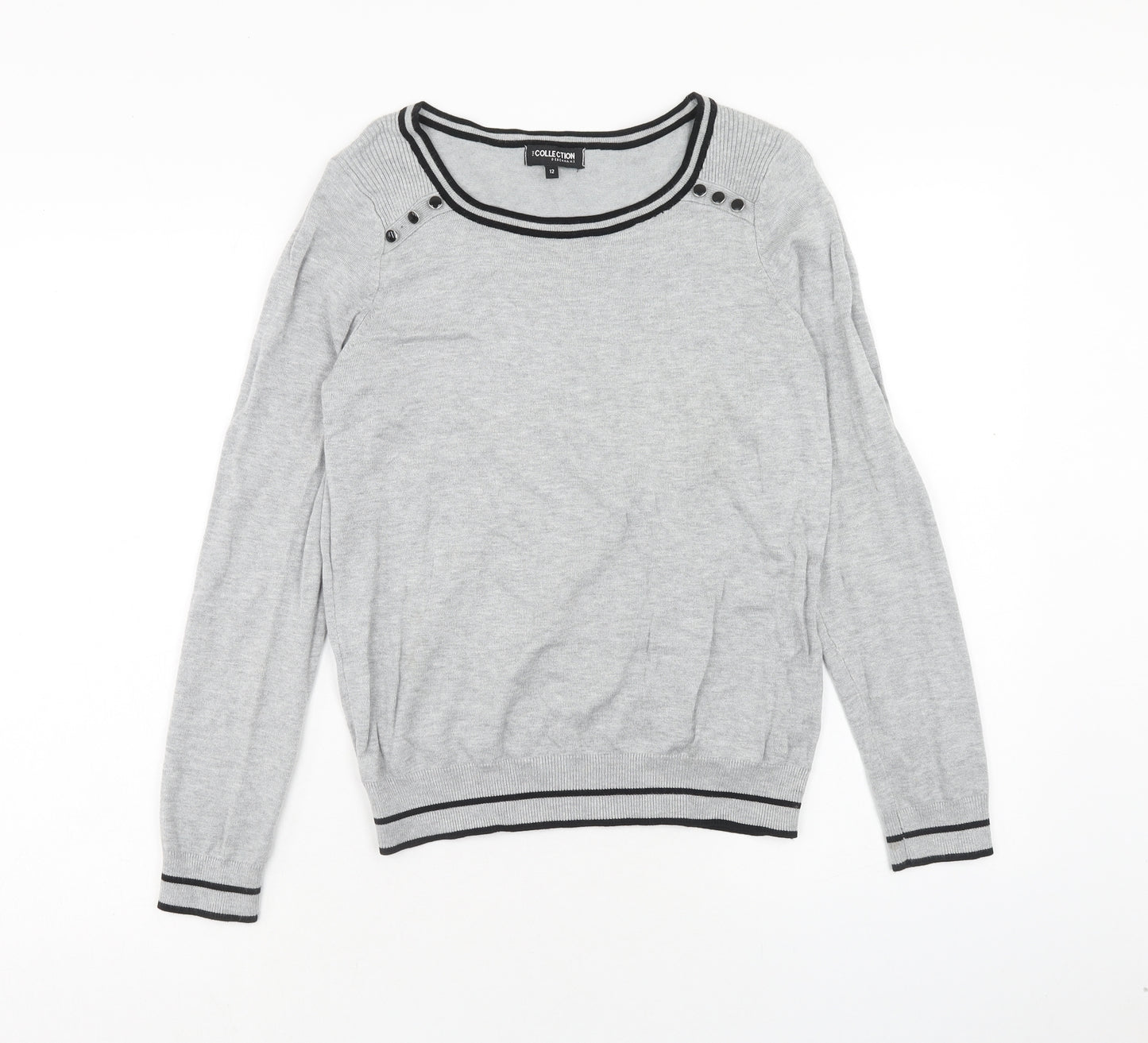 Debenhams Womens Grey Round Neck Viscose Pullover Jumper Size 12
