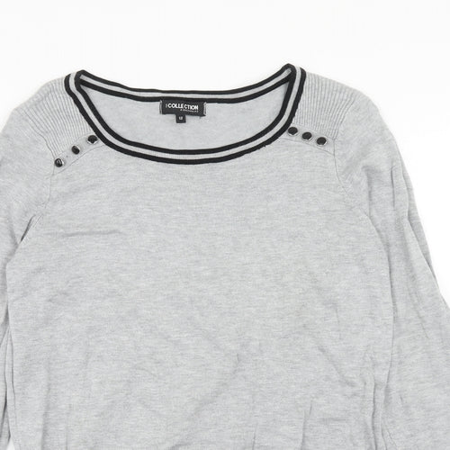 Debenhams Womens Grey Round Neck Viscose Pullover Jumper Size 12