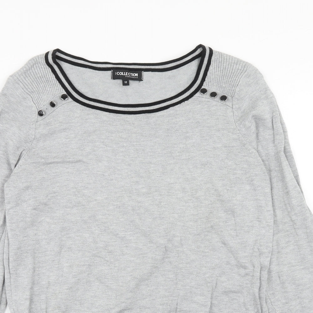 Debenhams Womens Grey Round Neck Viscose Pullover Jumper Size 12