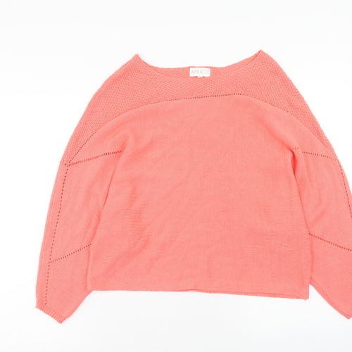 Apricot Womens Pink Round Neck Acrylic Pullover Jumper Size 12
