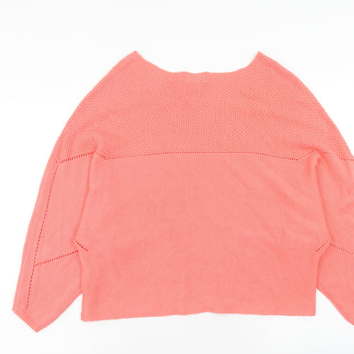 Apricot Womens Pink Round Neck Acrylic Pullover Jumper Size 12