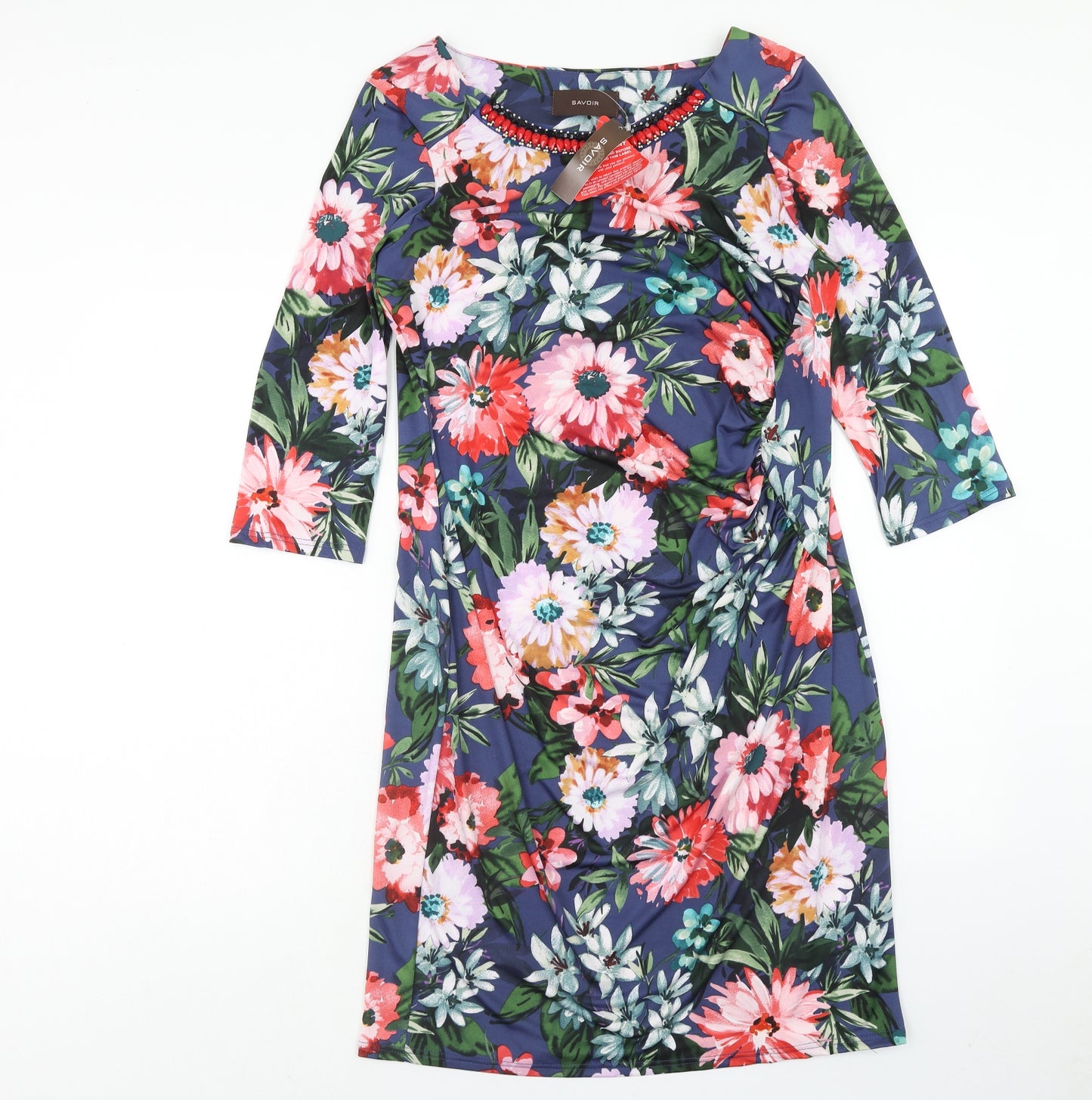 Savoir Womens Multicoloured Floral Polyester Shift Size 16 Boat Neck Pullover