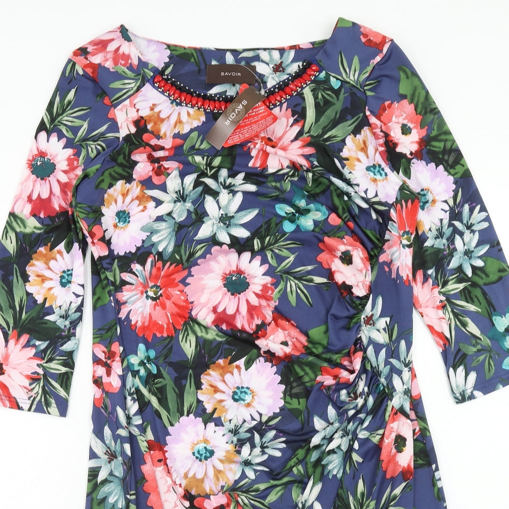 Savoir Womens Multicoloured Floral Polyester Shift Size 16 Boat Neck Pullover