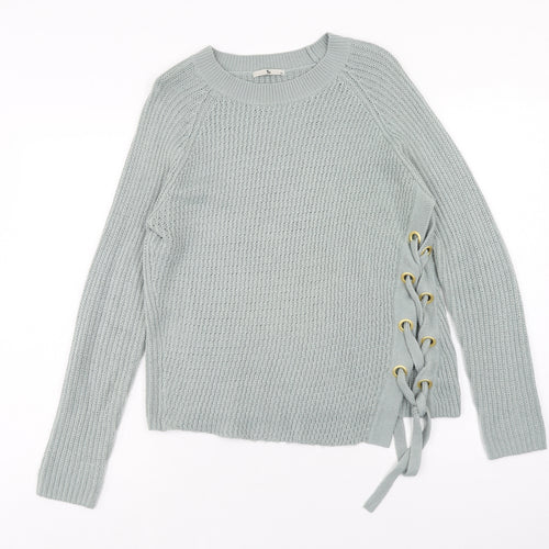 TU Womens Green Round Neck Acrylic Pullover Jumper Size 10