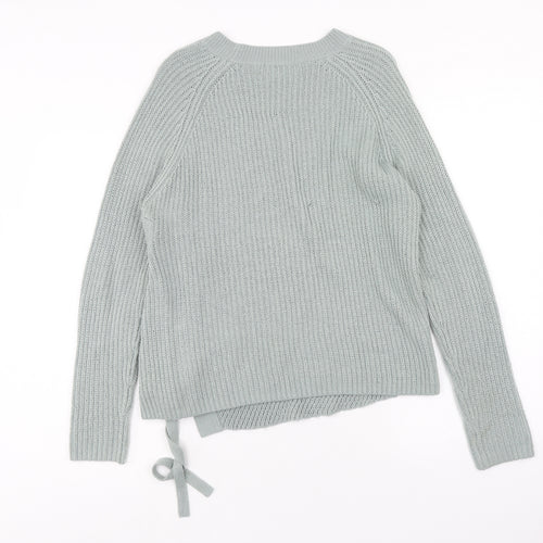 TU Womens Green Round Neck Acrylic Pullover Jumper Size 10