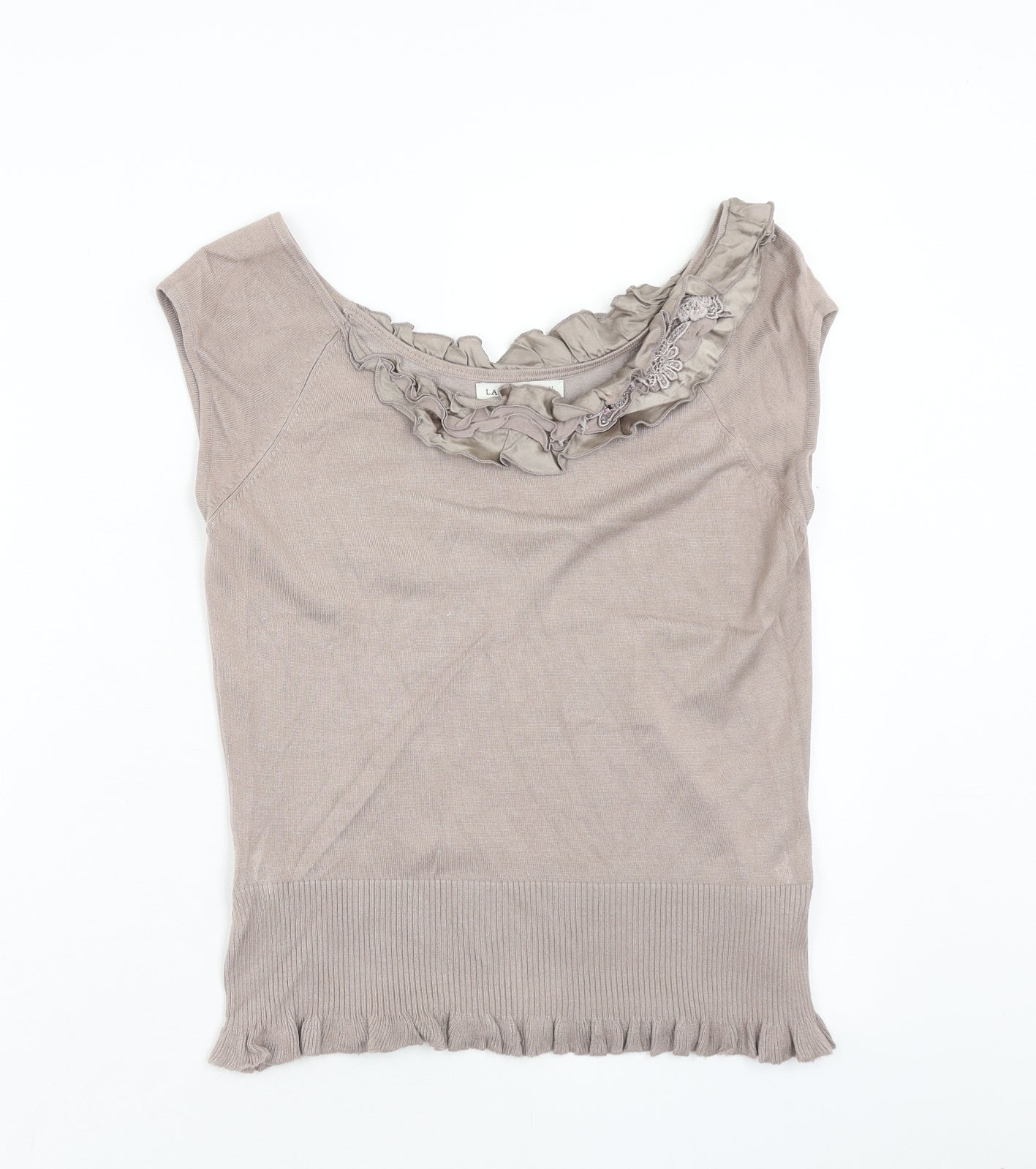 Laura Ashley Womens Brown Viscose Basic Tank Size 14 Scoop Neck