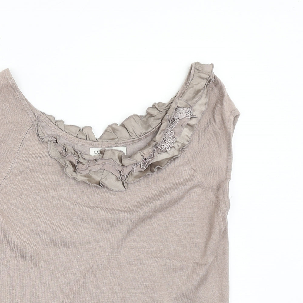 Laura Ashley Womens Brown Viscose Basic Tank Size 14 Scoop Neck