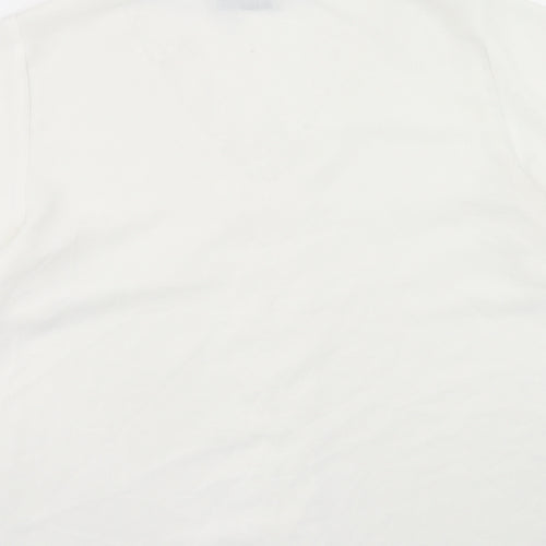 Grace Karin Womens White Polyester Basic T-Shirt Size L V-Neck