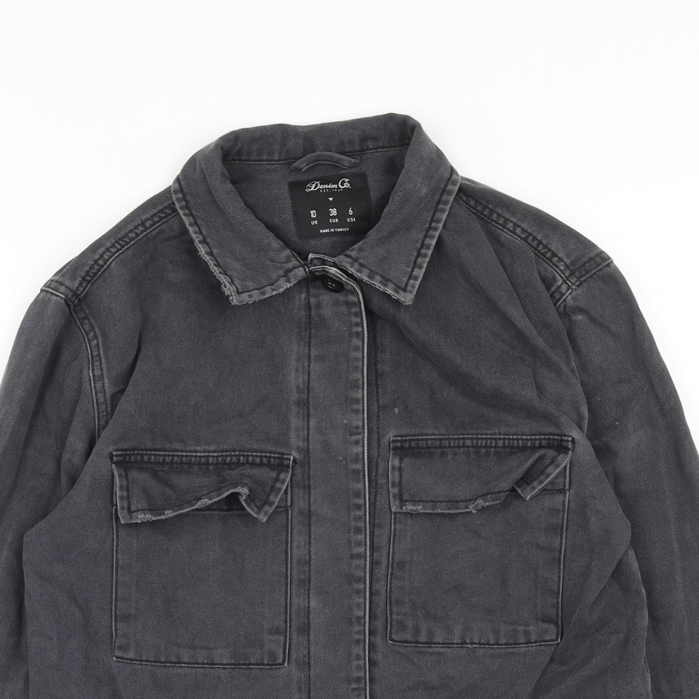 Denim & Co. Womens Black Jacket Size 10 Button