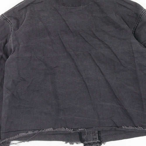 Denim & Co. Womens Black Jacket Size 10 Button