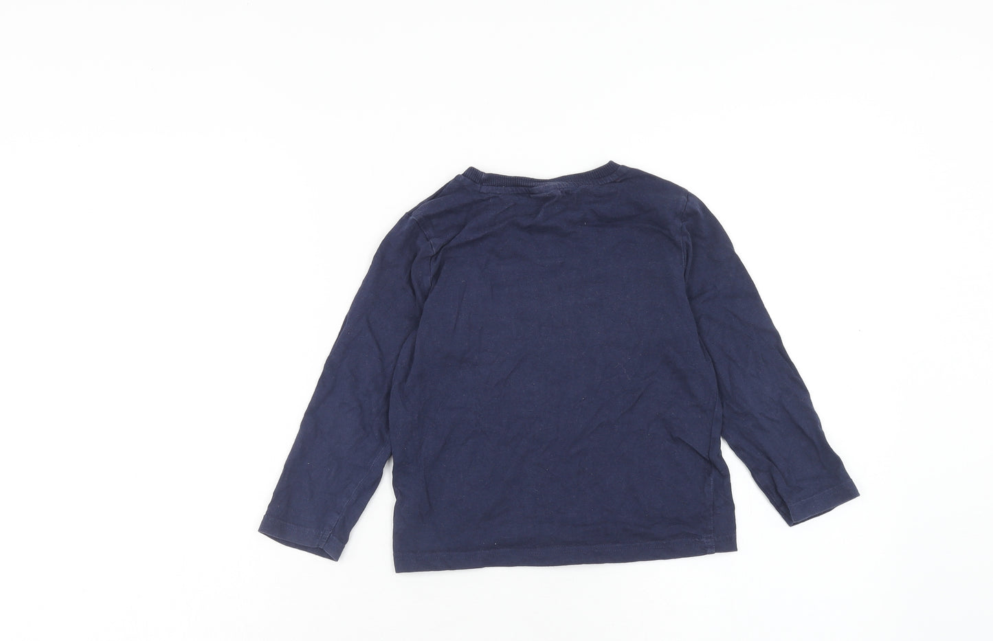 F&F Boys Blue Cotton Basic T-Shirt Size 4 Years Round Neck Pullover - Marvel