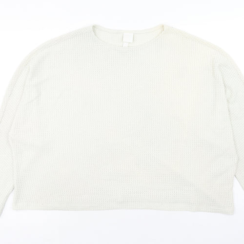 H&M Womens Ivory Round Neck Polyester Pullover Jumper Size L