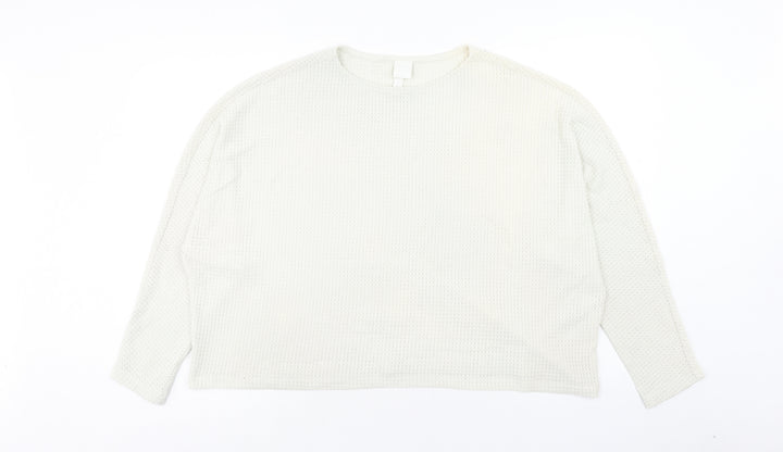 H&M Womens Ivory Round Neck Polyester Pullover Jumper Size L