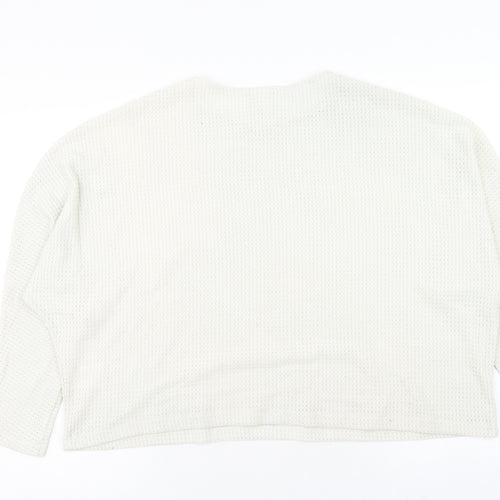 H&M Womens Ivory Round Neck Polyester Pullover Jumper Size L