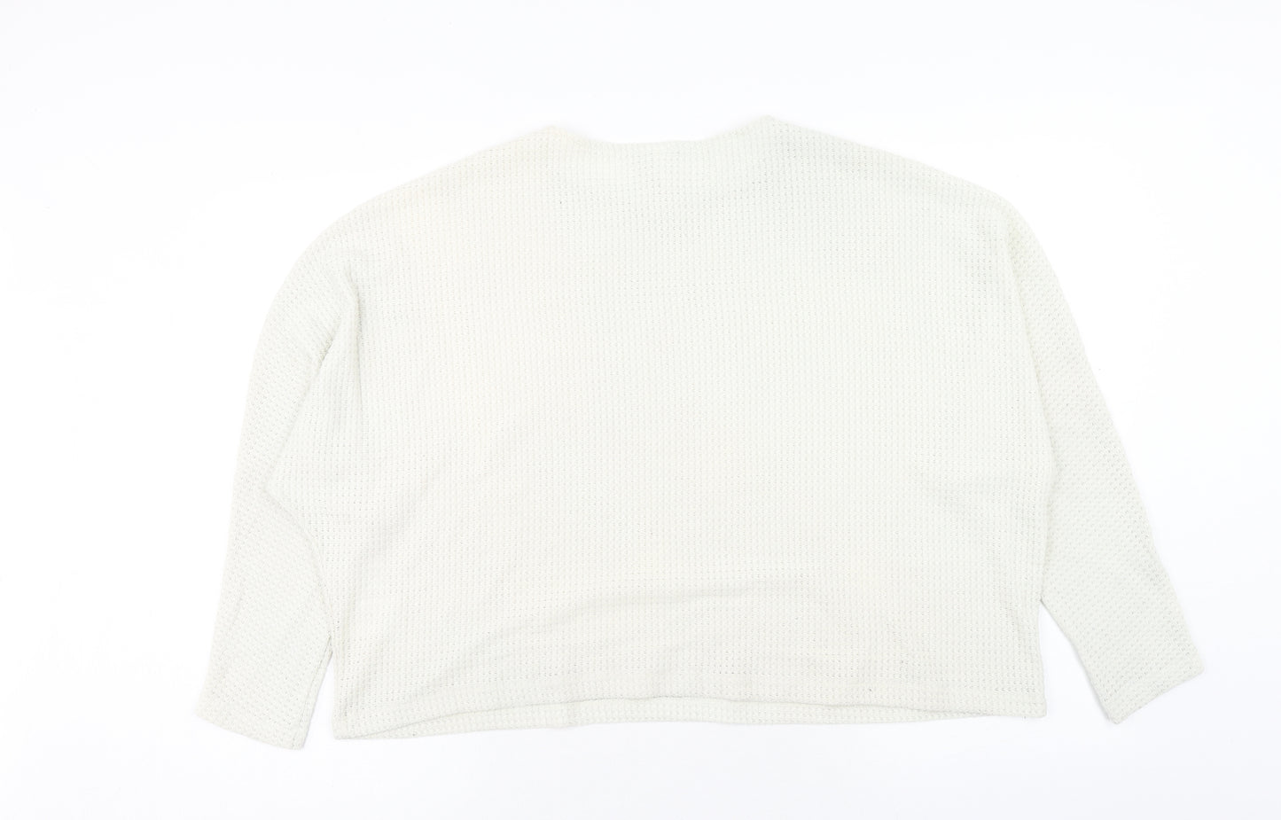 H&M Womens Ivory Round Neck Polyester Pullover Jumper Size L