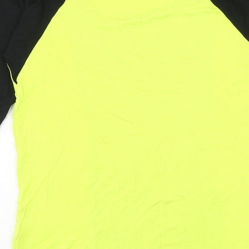 Patch Womens Yellow Viscose Basic T-Shirt Size XS Scoop Neck Pullover - Colourblock