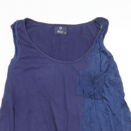 NEXT Womens Blue Cotton Basic Tank Size 8 Scoop Neck