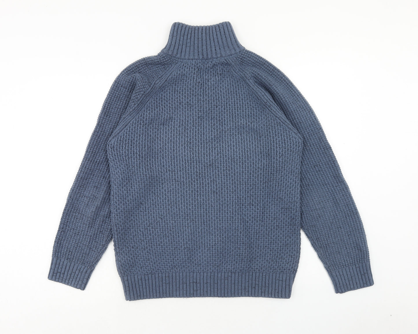 Marks and Spencer Mens Blue High Neck Acrylic Pullover Jumper Size S Long Sleeve