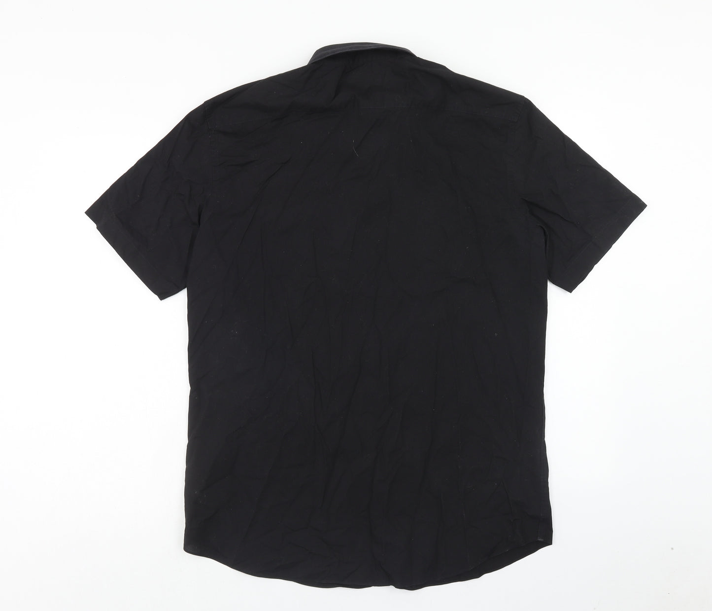 Taylor & Wright Mens Black Cotton Button-Up Size 16.5 Collared Button