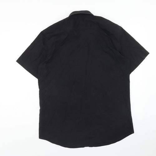 Taylor & Wright Mens Black Cotton Button-Up Size 17 Collared Button