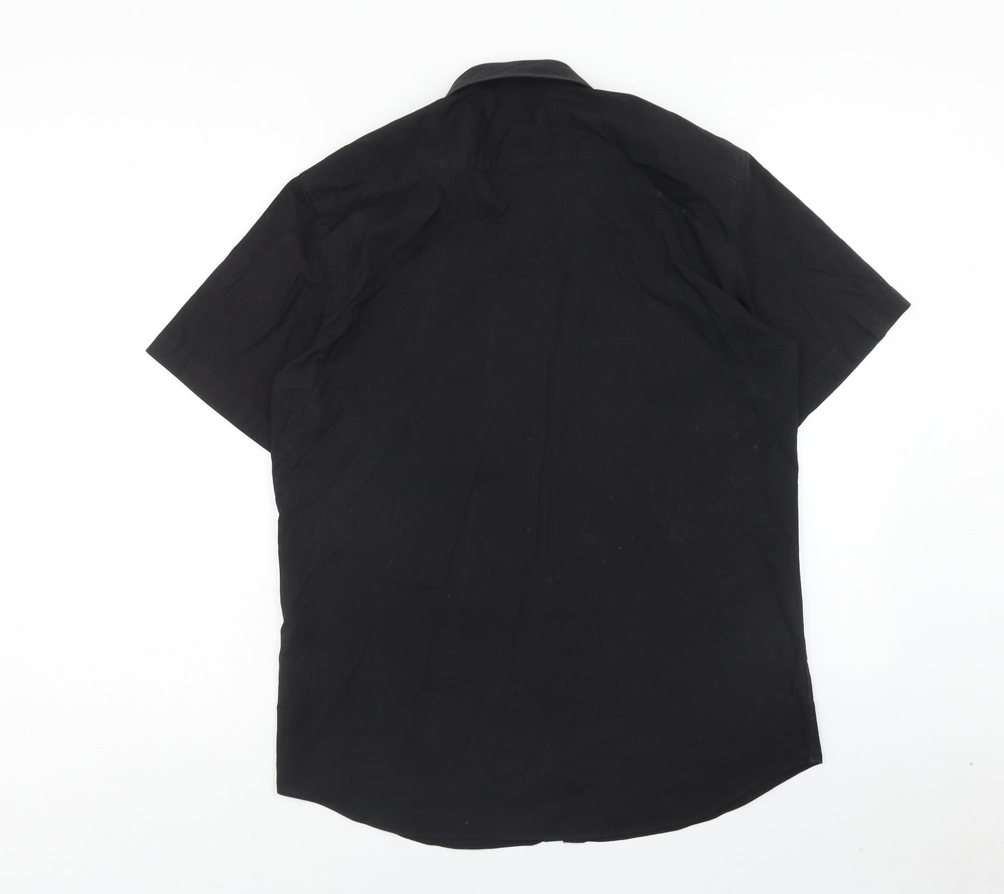 Taylor & Wright Mens Black Cotton Button-Up Size 17 Collared Button