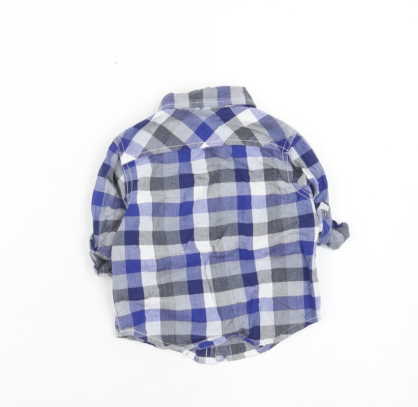 Calvin Klein Boys Blue Geometric Cotton Basic Button-Up Size 12 Months V-Neck Button