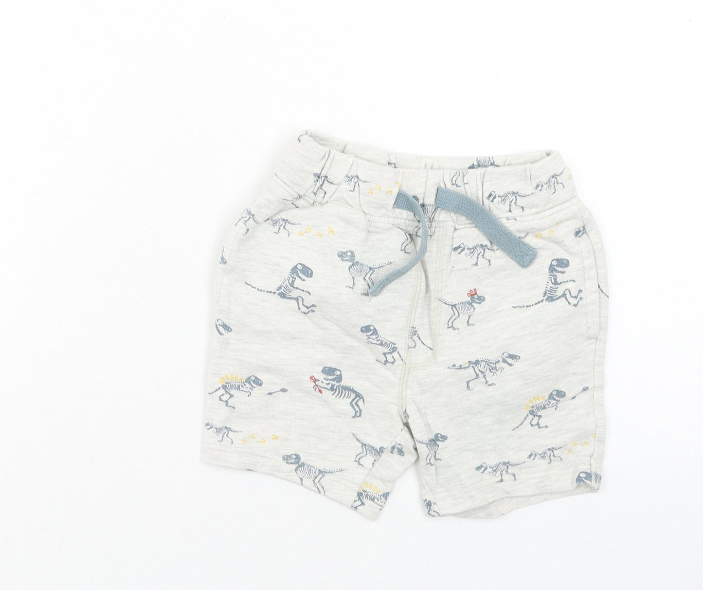 NEXT Boys Grey Geometric Cotton Sweat Shorts Size 3-4 Years Regular Drawstring - Dinosaur