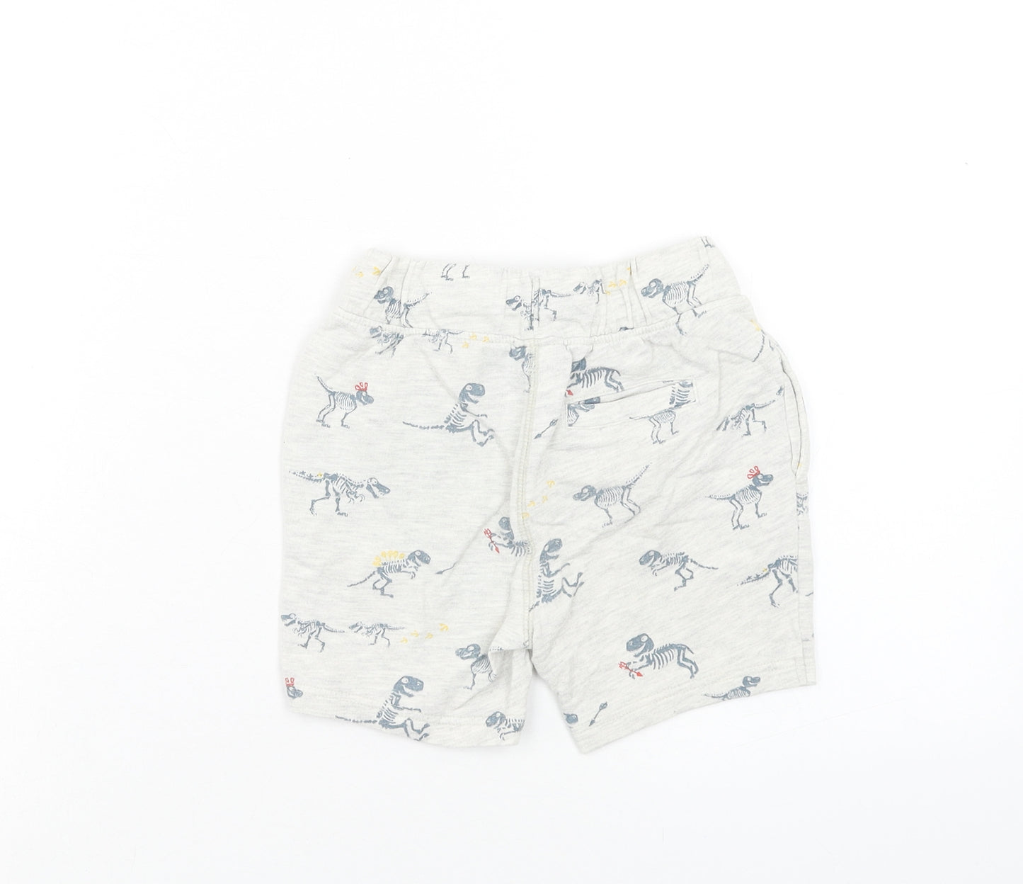 NEXT Boys Grey Geometric Cotton Sweat Shorts Size 3-4 Years Regular Drawstring - Dinosaur