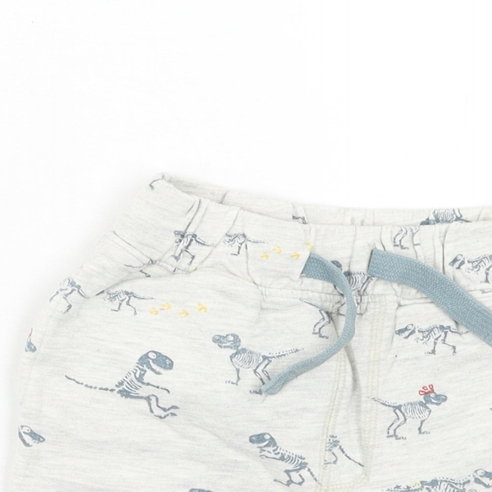NEXT Boys Grey Geometric Cotton Sweat Shorts Size 3-4 Years Regular Drawstring - Dinosaur